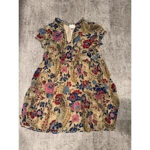 Lavender Brown Floral Patterned Women's Dress sz M